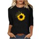 thumbnail image 1 of Camisetas Casuales de las Mujeres de Moda Impresa 3/4 Mangas Blusa Cuello Redondo para el Hogar Y Diario, 1 of 4