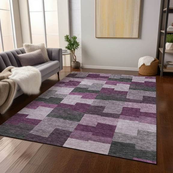 Addison Rugs Chantille Indoor/Outdoor Transitional Geometric Merlot Washable Rectangle Rug, 8' x 10'