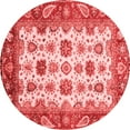 thumbnail image 1 of Ahgly Company Machine Washable Indoor Round Abstract Red Modern Area Rugs, 3' Round, 1 of 4