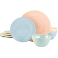 thumbnail image 1 of Gibson Overseas, Inc. Brist Pastels 12pc Dinnerware Set - 4 Assorted Colors - Melamine -, 1 of 7