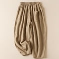thumbnail image 6 of Babysbule Womens Plus Size Pants Women's Solid Color Casual Elasticated Frenulum Literary And Artistic Revival Cotton And Linen Pants, 6 of 9