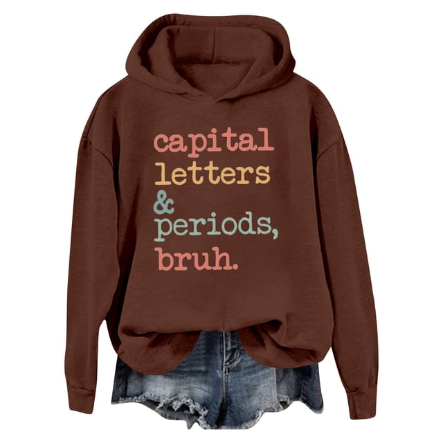 WEAIXIMIUNG Chandails en Molleton Courts pour Femmes Chandail à Capuchon Mode Automne/hiver Sweat à Capuche Athlétique avec Impression de Lettres pour Style et Confort