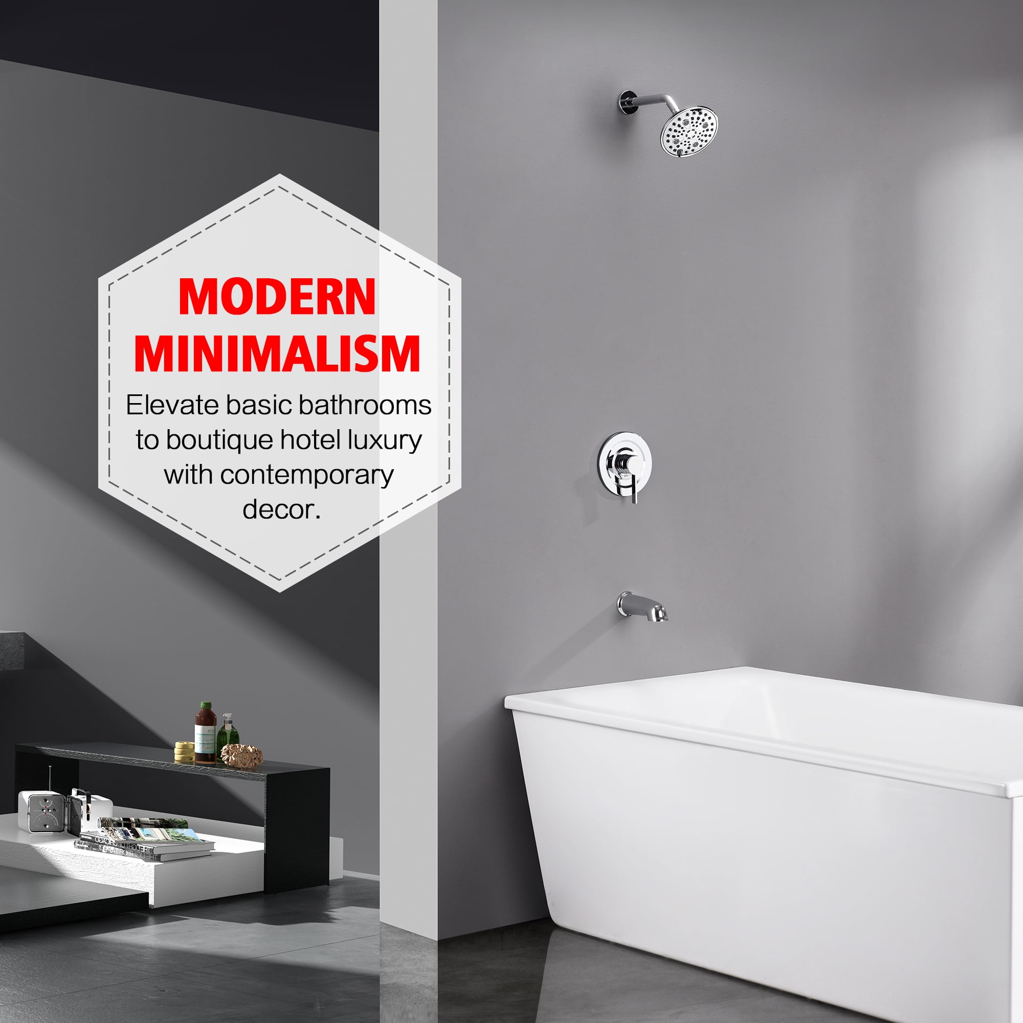 sumerain Shower Faucet with Tub Spout Chrome, Tub and Shower Complete Trim Kit with Rough-in Valve