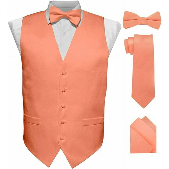 Vittorio Farina Solid Satin Vest Set (Black Back) Var. 02 (Lime-Rose Gold)