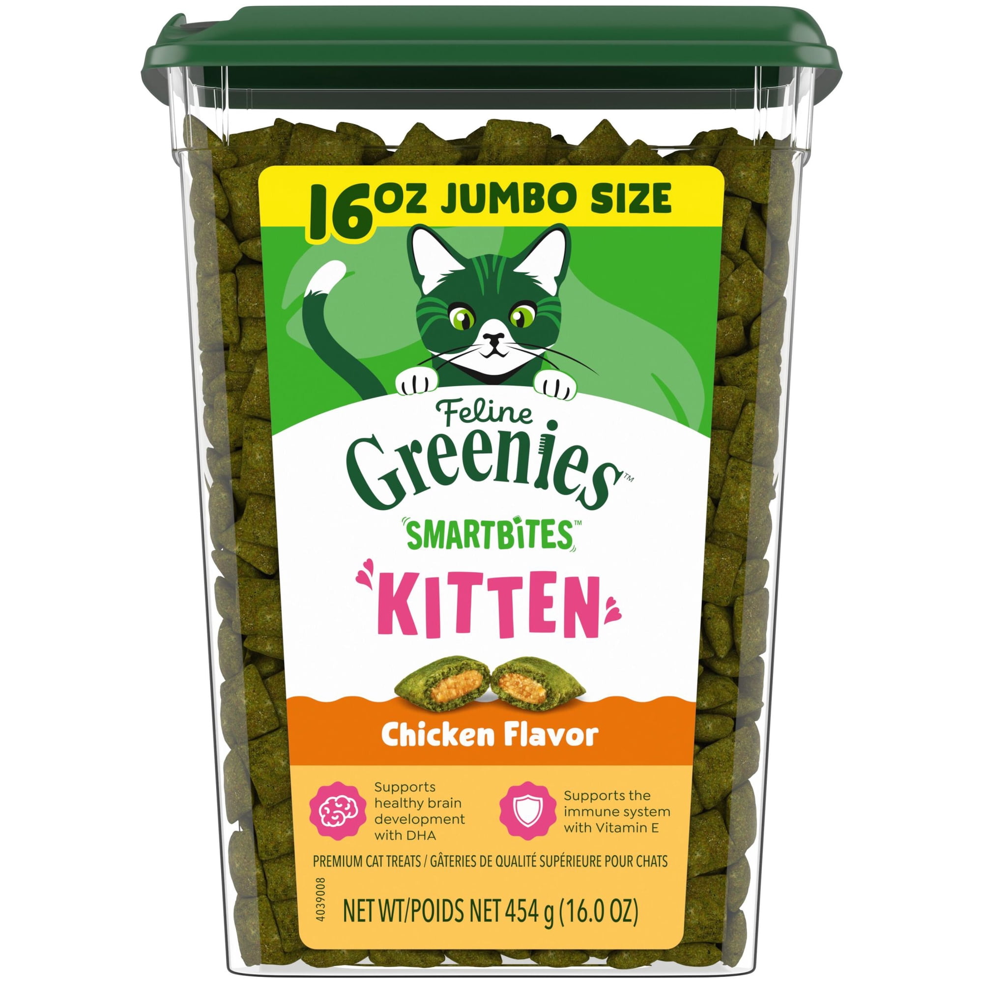 Greenies Feline Smartbites Chicken Flavor Kitten Treats, 16 oz Tub