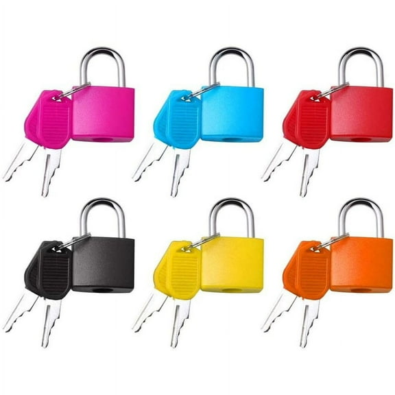 6 Pcs Suitcase Locks with Keys, Mini Security Padlock Small Luggage Locks Backpack Locks Colorful Small Padlock
