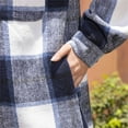 thumbnail image 6 of Long Flannel Shirt Women Lapel Collar Button-up Plaid Jackets Travel Casual Winter Warm Fleece Long Sleeve Plaid Shirts with Chest Pockets, 6 of 9