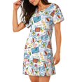 thumbnail image 2 of Lsque Stamp Pattern Nightgowns for Women Sleep Shirts Short Sleeve Nightshirt Pullover Nightdress Soft Sleepwear Relaxed Fit Nightdress, 2 of 6