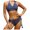 Blue-23, variant on Lopeceal Women's Crochet Bikini Sets Push Up Halter 2 Piece Swimsuits String Tie Back Bathing Suits Summer Beach Swimwear