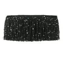 Uxcell Sequin Chainette Fringe Trim Tassel Sewing Trim Fringes for Latin Dress Stage Dance Black 5 Yard x 4 In