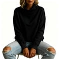 thumbnail image 6 of VEKDONE Womens Turtleneck Sweatshirt Fall Drop Shoulder Long Sleeve Sweatshirt Trendy Loose Fit Lightweight Pullover Tops Solid Color Casual Shirts Black XXL, 6 of 6