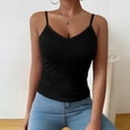 thumbnail image 4 of QASIEATN Women's Solid Color V Neck Tank Tops with Built in Bra Casual Camisole Summer Clothing Vest for Women, 4 of 6