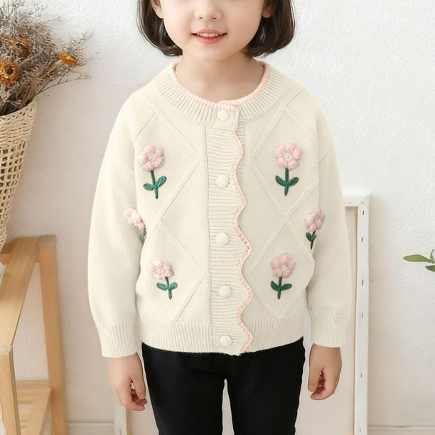 Suéter abrigo cárdigan de niña suéter de punto suéter de solapa grande suéter para niños chaqueta suéter para niños parte superior de poliéster