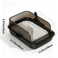 thumbnail image 3 of Cat Litter Box Semi Open High Wall Large Space Kitty Litter Pan with Scoop Spill Guard Open Top Cat Toilet Plastic Black Litter Tray, 3 of 7