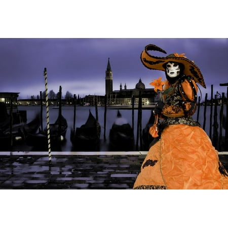 Europe, Italy, Venice. Composite of Woman in Carnival Costume Print Wall Art By Jaynes