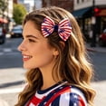 thumbnail image 6 of Independence Day Hair Clip, Hair Accessory, Features Bow Shape, Red White Blue Color and Star Striped Flag Pattern, Ideal for Holiday Party, Gathering, Photo Shoot, 6 of 6