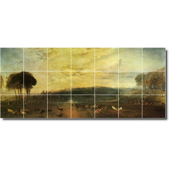 Ceramic Tile Mural-Joseph Turner Landscapes Painting 372. 84" w x 36" h using (21) 12 x 12 ceramic tiles