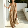 thumbnail image 3 of Quixlent Women Boho Sleeveless Maxi Dress, V Neck Flowy Long Tank Dress, Summer Casual A-line Loose Dress with Pockets, 3 of 8