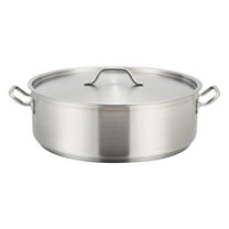 Winco Stainless Steel Brazier with Lid, 10 Quart - NSF Listed - Heavy Duty 18/8 Stainless Steel - Restaurant & Home Kitchen - Flat Bottom for Even Heating