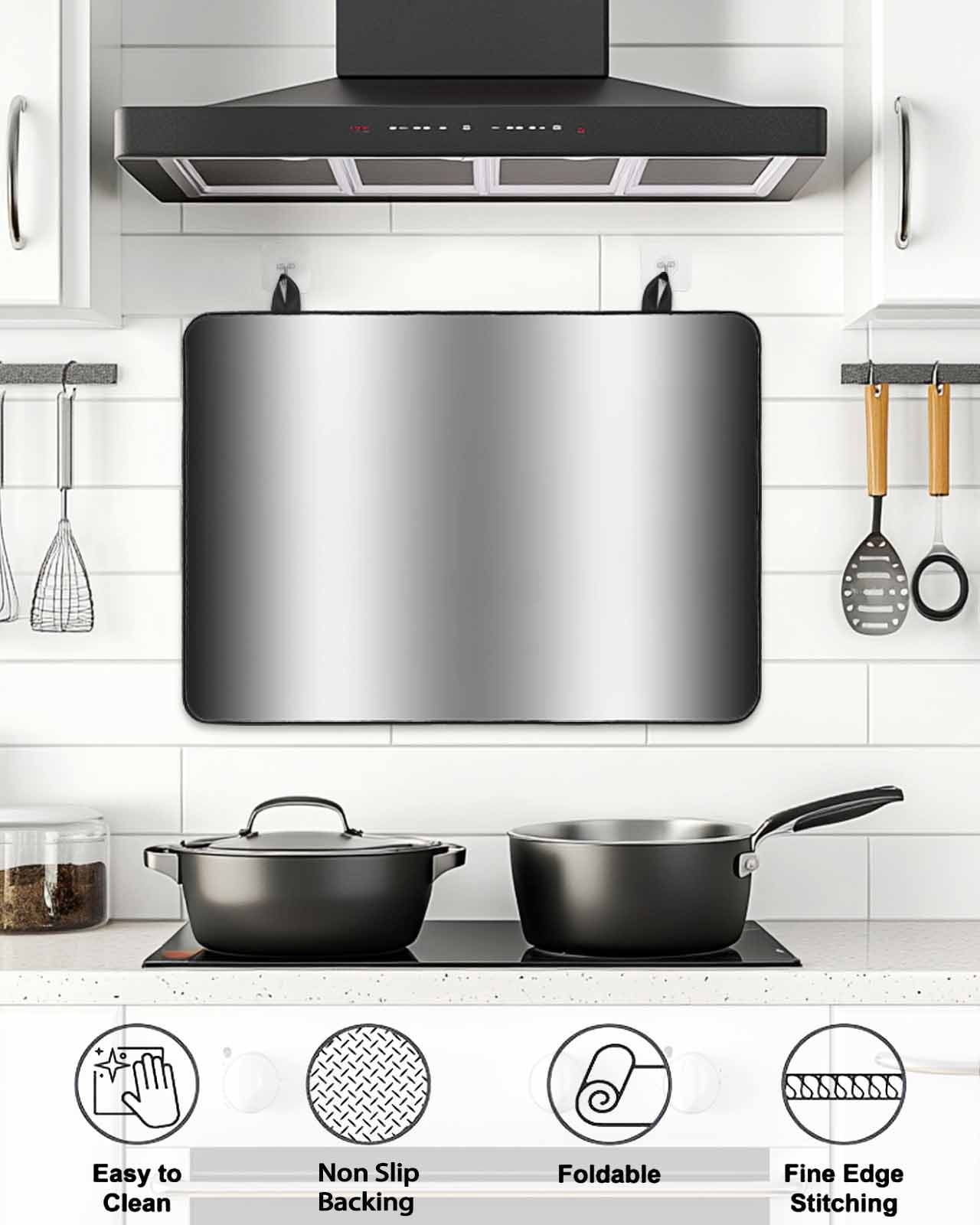 Stove Top Covers for Electric Stove, Ombre Black White Glass Stovetop Cover Protector, Simple Abstract Striped Farmhouse Induction Cooktop Protector Oven Mat for Kitchen Countertop 24"x21"