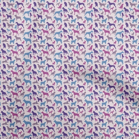 oneOone Rayon Light Pink Fabric Floral & Puppies Sewing Material Print Fabric By The Yard 56 Inch Wide