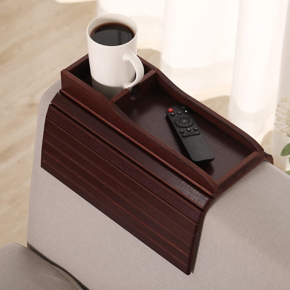 Soporte para sofá, portavasos GEHE, de bambú natural, con reposabrazos