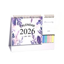 PLYZLE Small Desk Calendar 2026, Standing Desktop Calendar 12 Months, 2 in 1 Flip Calender with Sticky Note & Memo Pages, 9"x10", Thick Paper Floral Calendar for Home School and Office (B)