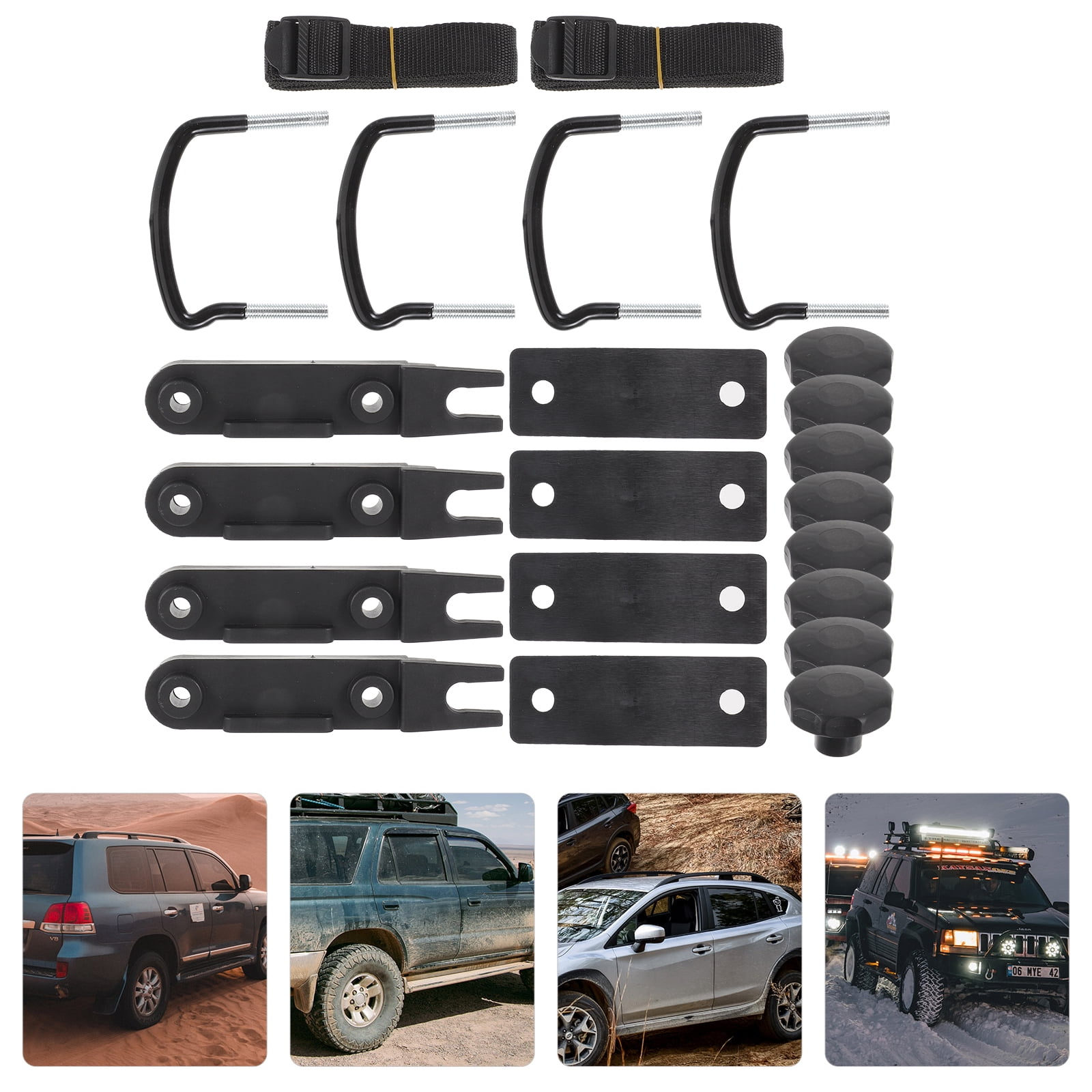 4 PCS Roof Box U-Bolt Clamps, Universal Metal Rooftop Cargo Carrier Rack Bolts, Car Van Mounting Fitting Kit, U-Bracket Clips with 8 Lock Nuts