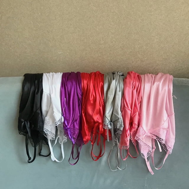 Camisón de verano sexy con tirantes de encaje, pijama de seda fina sin espalda para mujer