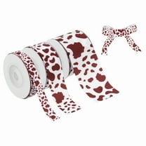 3 Rolls Cow Print Ribbon Set, 15 Yards Grosgrain Animal Print Ribbon, 0.4/0.9/1.5" Width Brown White