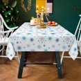 thumbnail image 3 of Christmas Tablecloth, Blue Snowflake Table Cloth, Xmas Holy White Tablecloths for Dining Kitchen Winter Holiday, Waterproof Table Cover for New Year Party Home Decor, Rectangle 60 x 84 Inch, 3 of 5