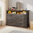 thumbnail image 7 of 6 Drawer Dresser with LED Lights Chest of Drawers for Bedroom Farmhouse Dresser with Charging Station & Storage Shelf, 7 of 7