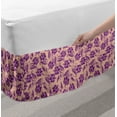 thumbnail image 2 of Floral Bed Skirt, Continuous Composition of Tropical Flowers Curly Ornaments Illustration, Elastic Bedskirt Dust Ruffle Wrap Around for Bedding Decor, 4 Sizes, Pale Salmon and Purple, by Ambesonne, 2 of 2
