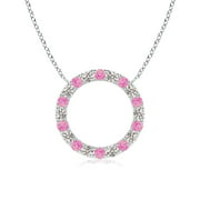 Pink Sapphire and Diamond Open Circle Eternity Pendant in 14K White Gold (1.5mm Pink Sapphire) - SP0701PSD-WG-A-1.5
