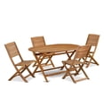 thumbnail image 1 of Pemberly Row Traditional 5-Piece Patio Garden Table Set in Natural Oil, 1 of 15