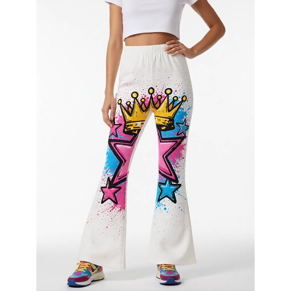 Girls Chic Wide Leg Trousers Pull-On Bell Bottoms Casual Comfortable Pants for Little Girls Age 3-10
