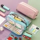 thumbnail image 1 of Estuche de tela multicapa estilo japonés coreano | Caja de almacenamiento para papelería estudiantil | Organizador de bolígrafos con compartimentos | Paquete de 2, 1 of 1