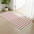 thumbnail image 3 of Red Striped Kitchen Runner Rug 2'x4', Red White Stripes Farmhouse Washable Rug with Tassels, Non Slip Woven Cotton Bathroom Rugs Hallway Carpet for Foyer Bedroom Entry Back Door Decor, 3 of 9