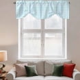 thumbnail image 2 of Aqua Blue Green Tie Up Valance Curtains for Windows, Kitchen Curtains Window Treatments, Checkered Plaid Gingham Lattice Trellis Short Window Shades Valances for Bedroom Bathroom Cafe 54"x18", 2 of 8