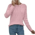 thumbnail image 2 of ClodeEU Womens Round Neck Knit Sweaters,Lightweight Cable Knit Soft Pullover Sweaters,Trendy Fall Outfits Pink,Womens Plus XXL, 2 of 8