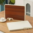 thumbnail image 4 of BAOPAI Double Sided Wood Kitchen Cutting Board with Integrated Whetstone Sharpener Space-Saving Stand Up Design Elegant Ebony Wood Grain Finish for Easy Maintenance, 4 of 7