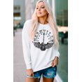 thumbnail image 3 of ABPHQTO Camiseta de cuello redondo con estampado gráfico de plumas de guitarra NASHVILLE de color blanco para mujer, 3 of 5