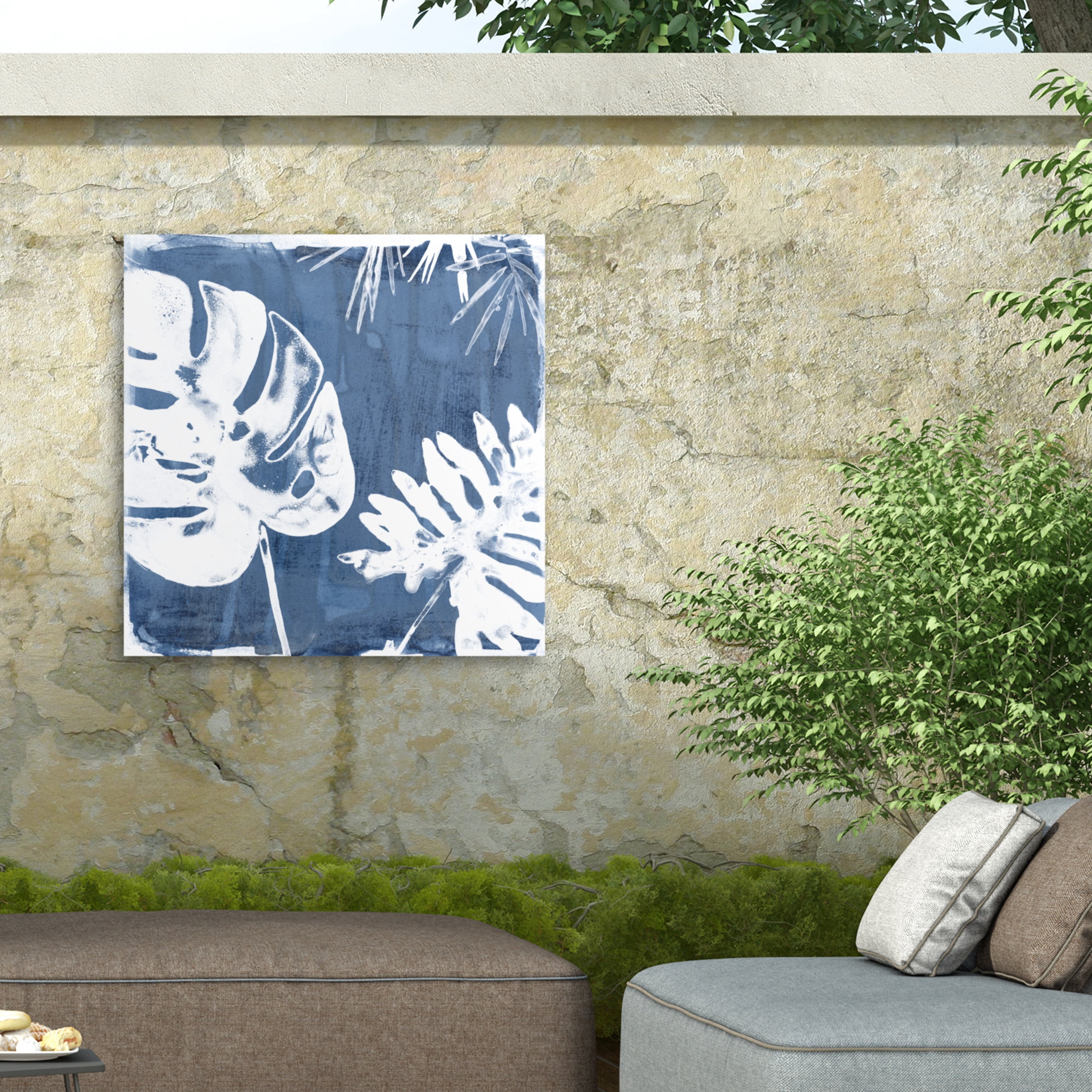 June Erica Vess 'Tropical Indigo Impressions I' Outdoor Canvas 14x12