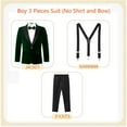 thumbnail image 4 of ETHAN 3 Pieces Boys Velvet Suit Jacket Pants Set for Wedding Prom Party Tuxedo with Kids Suspenders Green 4 Years, 4 of 8