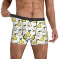 thumbnail image 3 of Men's Boxer Briefs, Cute Yellow Pear Green Leaves Soft Comfy Mens Underwear Boxer Briefs Breathable With Widen Waist, 3 of 7