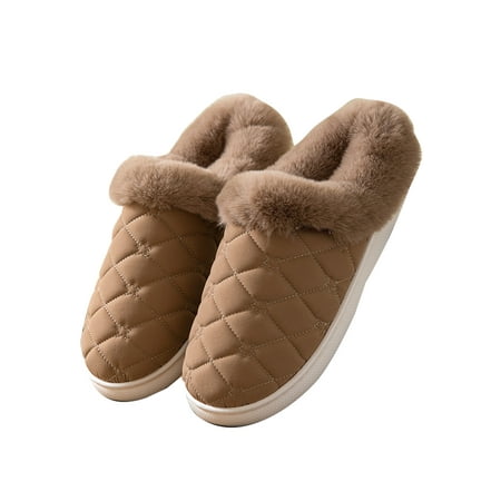 

Ritualay Womens Slippers Fluffy Slipper Slip On House Shoes Non-slip Casual Home Shoe Bedroom Indoor Fuzzy Brown 9.5-10