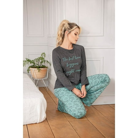 

D lunaas Women s Petite Winter Pj Set The best time begins right now Long Sleeve T-shirt and Pants