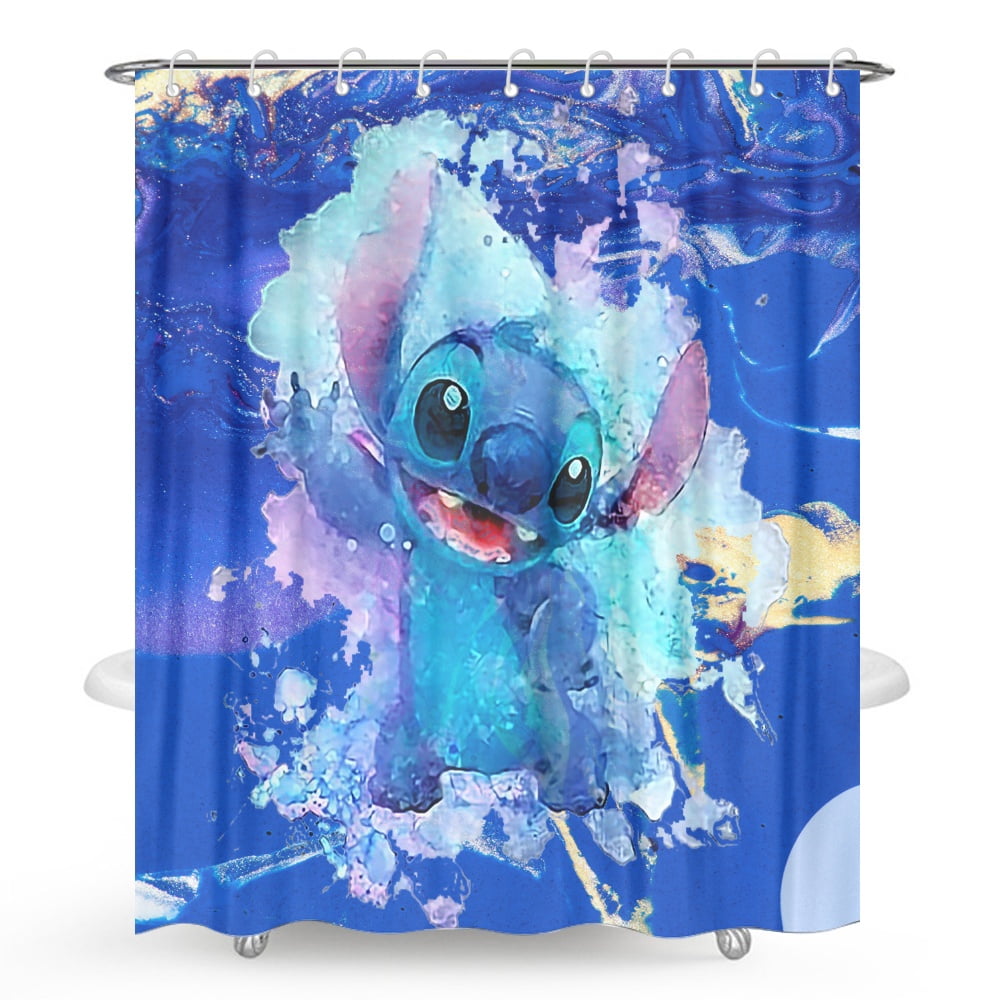 Cartoon Stitch Shower Curtains for Bathroom Winter Holiday Decoration ...