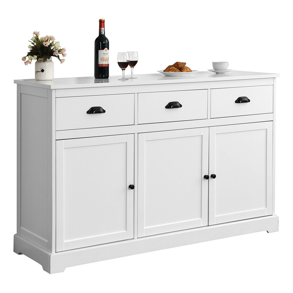 Gymax 3 Drawers Sideboard Buffet Table Storage Console Cabinet Entryway Cupboard White Walmartcom Walmartcom