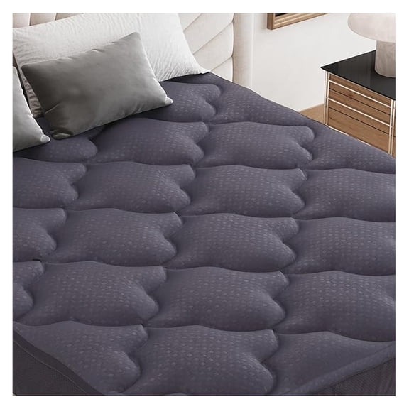 Pillow Top Mattress Topper Queen Size, Mattress Pad Cover with 8-21 Inch Deep Pocket, Bed Mattress Protector for Back Soft Breathable Overfilled Down Filling, Grey